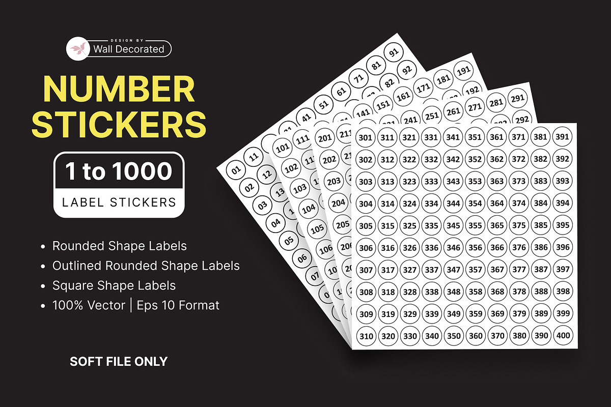 1 to 1000 Numbered Sticker Set