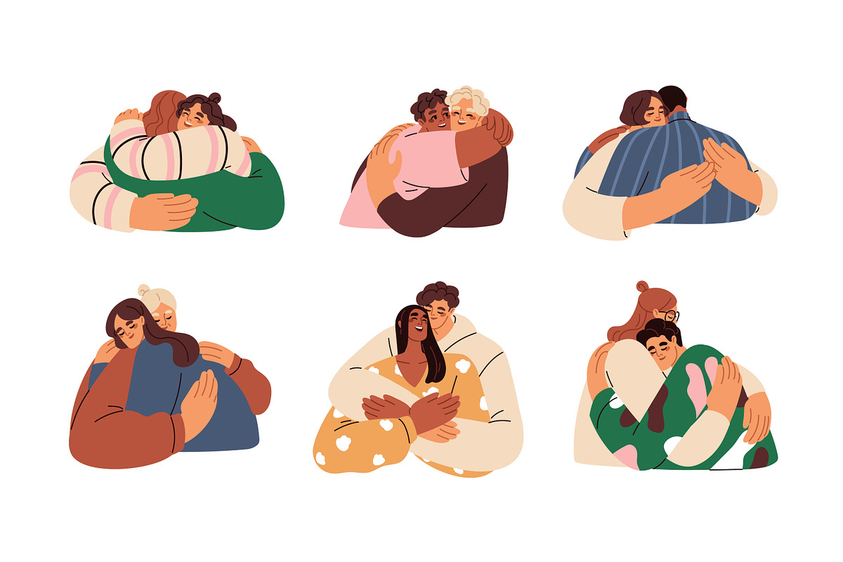 Happy people hugging with love set, a Person Illustration by Good Studio (Photo 1 of 9)