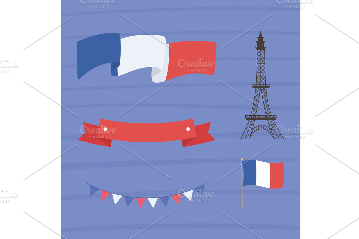 france flag eiffel tower, an Illustration by studiogstock