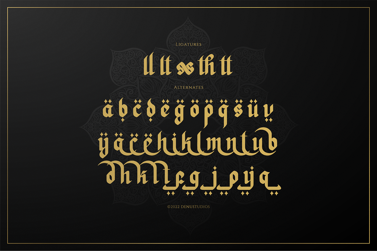 Khaleed | Blackletter Arabic Font, a Script Font by Denustudios (Photo 12 of 12)