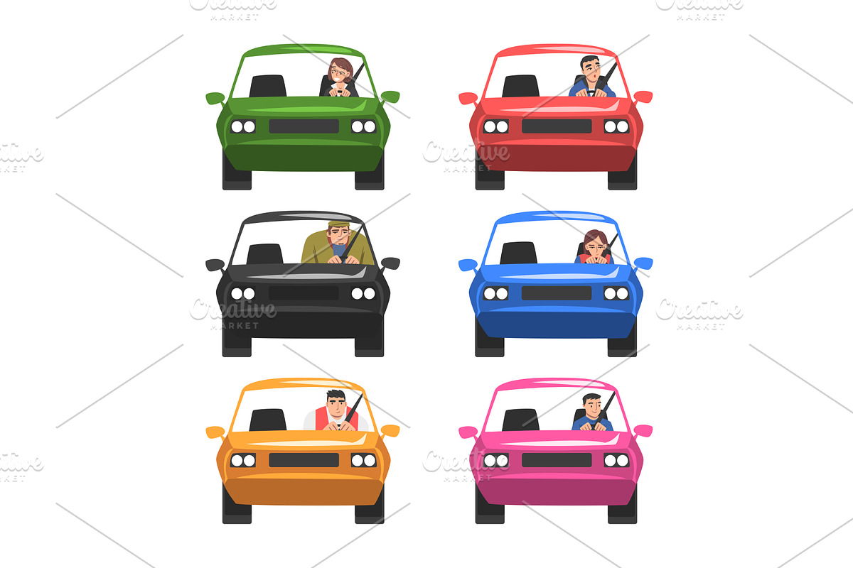 People Driving Car Sitting in Front, a Person Illustration by TopVectors