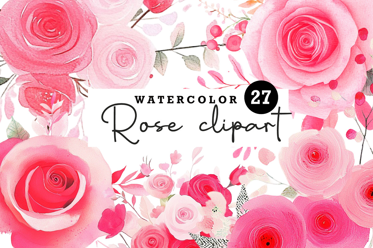 Rose Clipart Bundle Blush Flower, an Illustration by CreationArt (Photo 1 of 6)