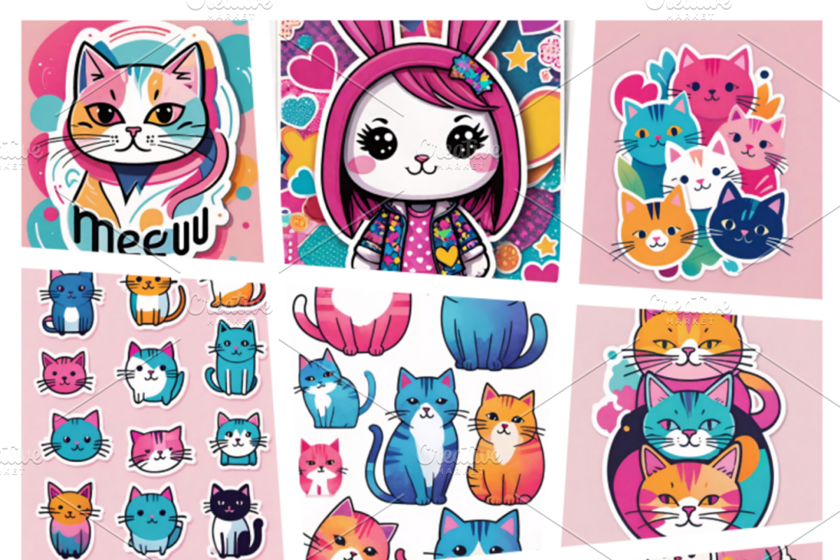 Cute Kawaii Cats & Bunny Bundle, an Illustration by ETARA by Mea Hau (Photo 1 of 10)