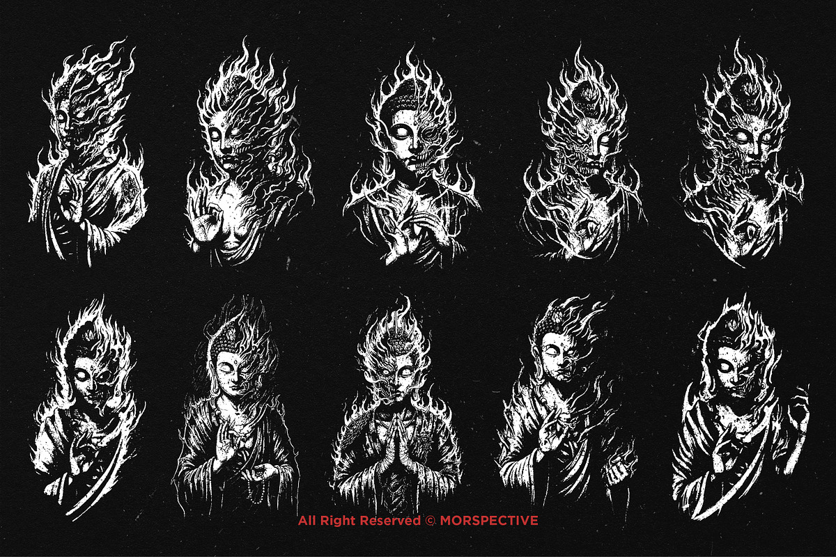 10 Bundle Dark Art Buddha Burning, an Illustration by Morspective (Photo 6 of 7)