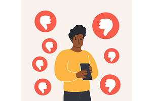 Negative bad comments unpleasant, a Person Illustration by Lemberg Vector