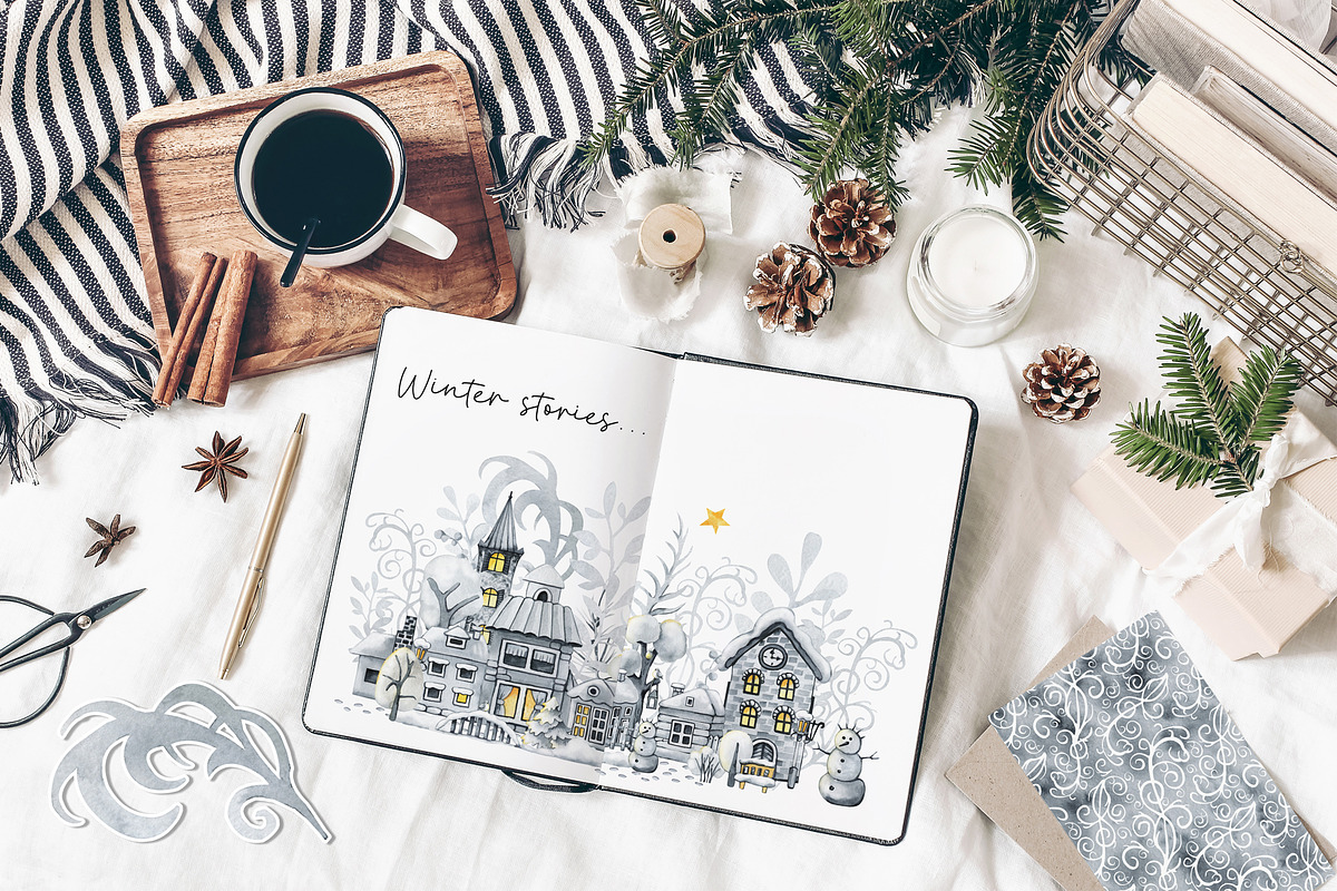 Christmas winter houses, city scene, an Illustration by Artmanata (Photo 2 of 17)