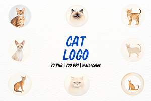 Cute Cat Portrait Round Clipart, an Animal Illustration by New-School-Wave
