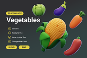 Vegetables 3D Icon Pack, a Food & Drink 3D Model by Bartama Graphic (Thumbnail 1 of 2)