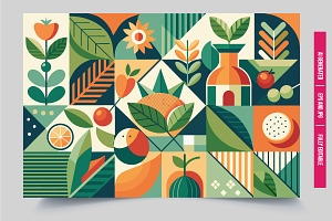 Geometric fruit plant pattern, an Illustration by Tanuart