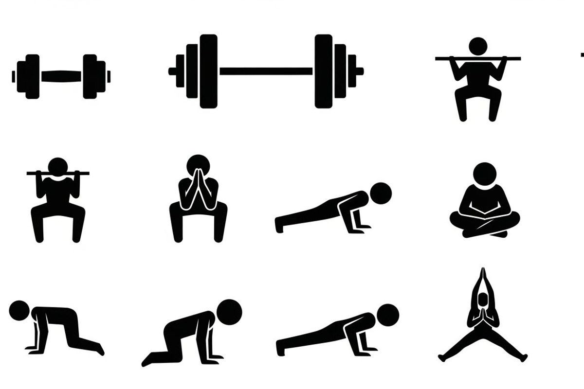Fitness Workout Silhouette Icon Set, an Illustration by musafir_fashion (Photo 27 of 51)