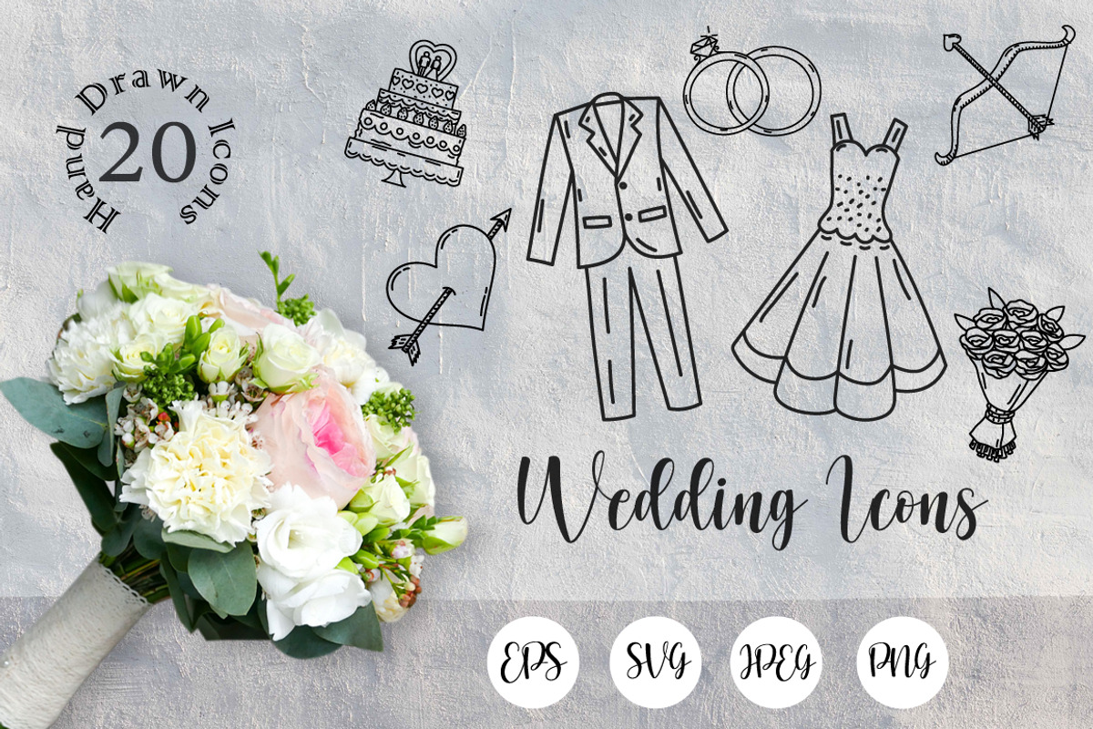 Wedding Hand Drawn SVG Files, an Outline Icon by Tosca Digital (Photo 1 of 6)