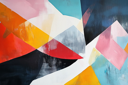 An abstract painting featuring bold geometric shapes in vibrant colors like red, an Arts & Entertainment Photo by Textures & Backgrounds