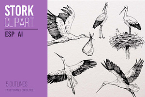 Stork vector clipart