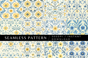 12 Cornflower Bloom Seamless Pattern, a Pattern Graphic by Inknfolly