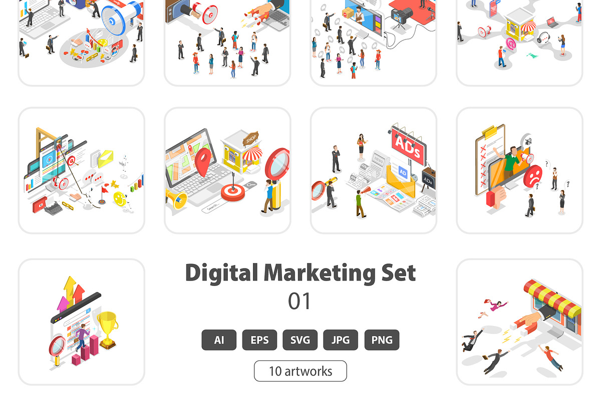 Digital Marketing Set 01, an Illustration by AndriiStore (Photo 1 of 10)