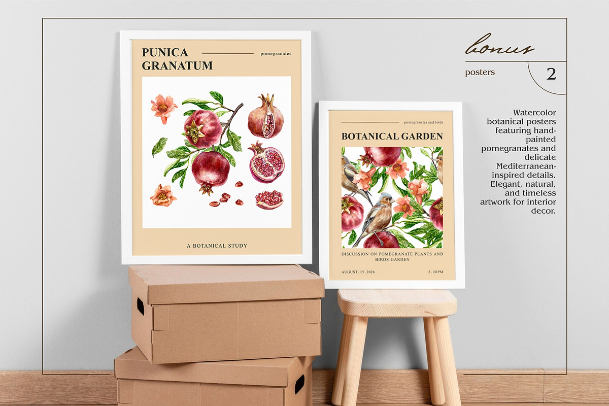 Pomegranates Watercolor collection, a Food Illustration by Farida Bik (Photo 15 of 15)