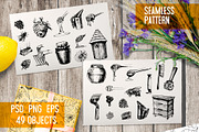 Beekeeping. Hand drawn ink set, a Food Illustration by Alena Kaz (Thumbnail 2 of 4)