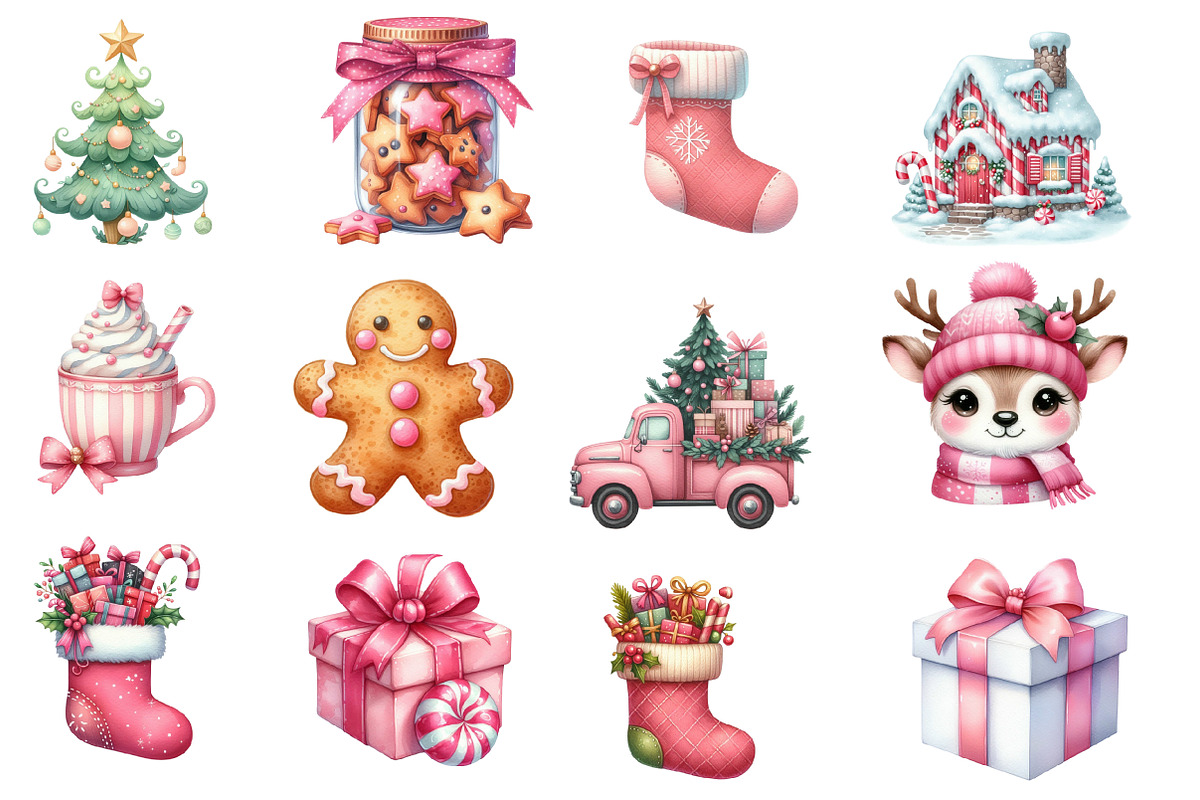 Pink Christmas Clipart, an Illustration by Designworld (Photo 4 of 6)