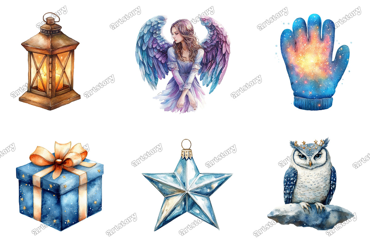 Dreamy Night Christmas Clipart, an Illustration by designcity5 (Photo 2 of 5)