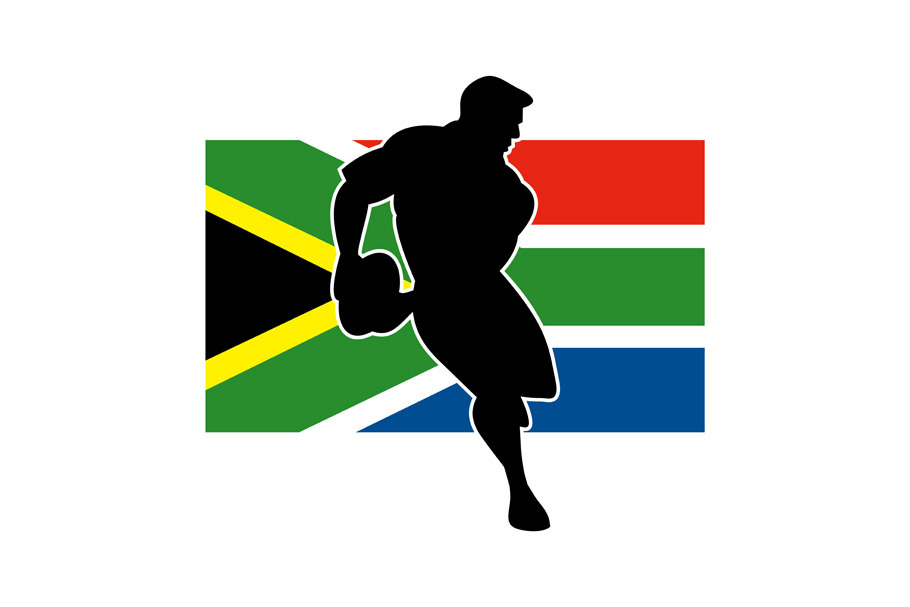 rugby running player flag, a Sport Illustration by patrimonio