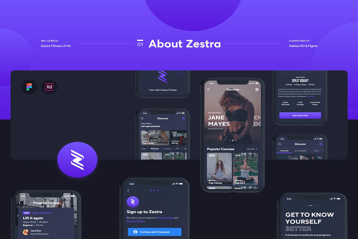 Zestra Fitness UI Kit, an UI Kit Template by Lumina_ui_ux202 (Photo 1 of 6)