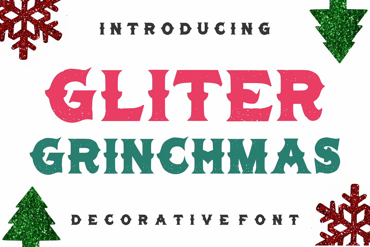 Gliter Grinchmas – Festive Christmas, a Sans Serif Font by Limited.studio (Photo 1 of 7)