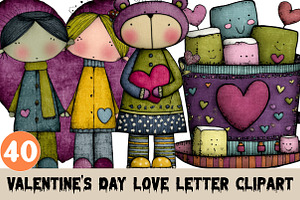 Valentine's Day Love Letter Clipart, a Graphic by CitraGraphics