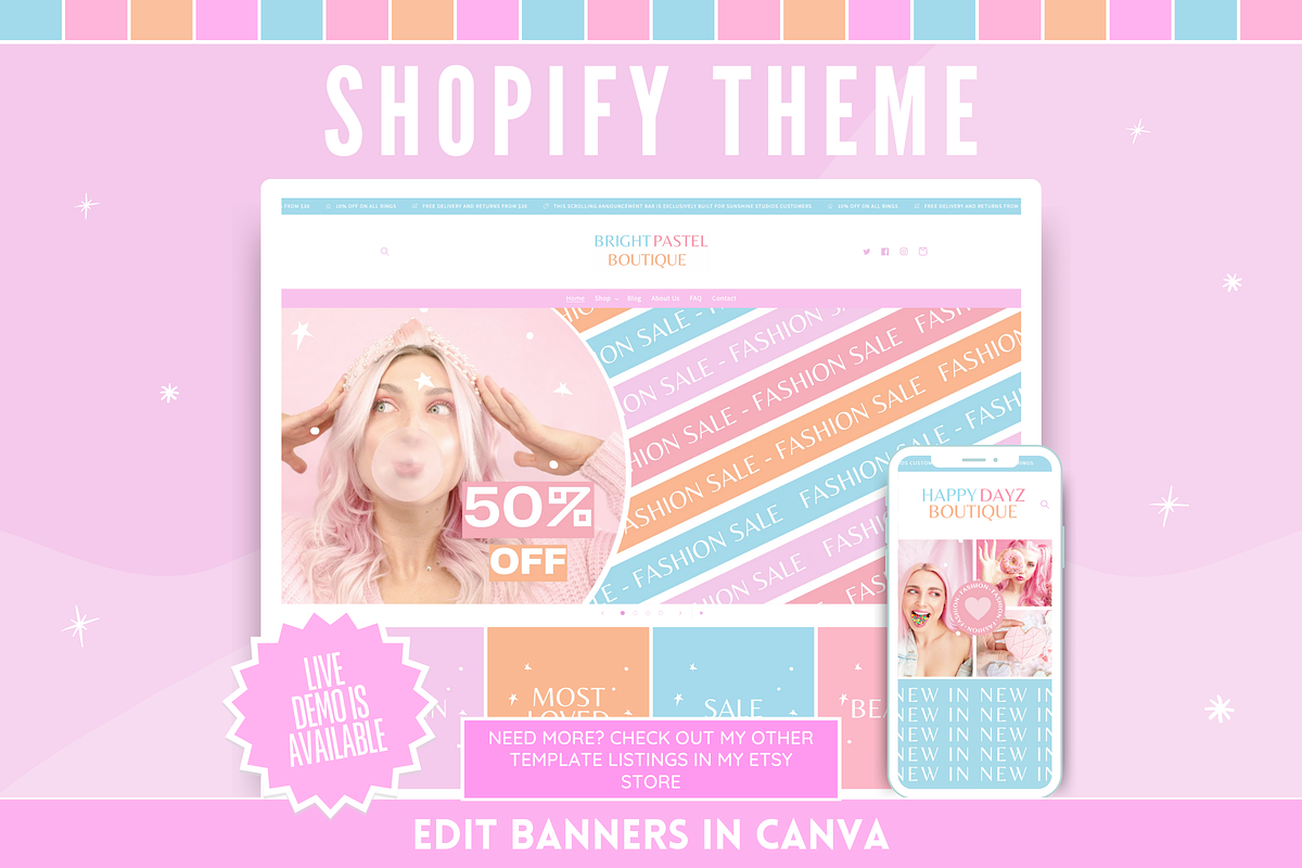 Bright & Fun Shop Banner Templates, a Shopify Template by SunshineStudioBoutique (Photo 9 of 9)