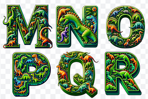 Dinosaur Display Font Alphabet ABC