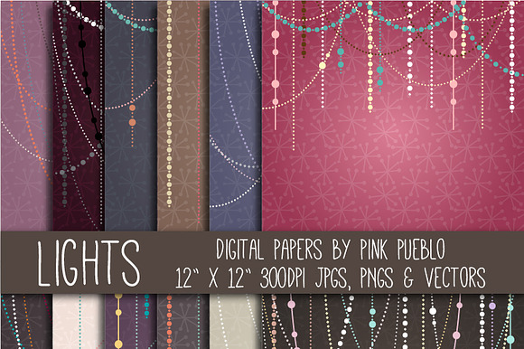 Holiday Lights Papers or Backgrounds preview 3
