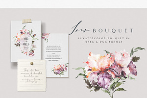 Watercolor Floral Set - Iris Flower