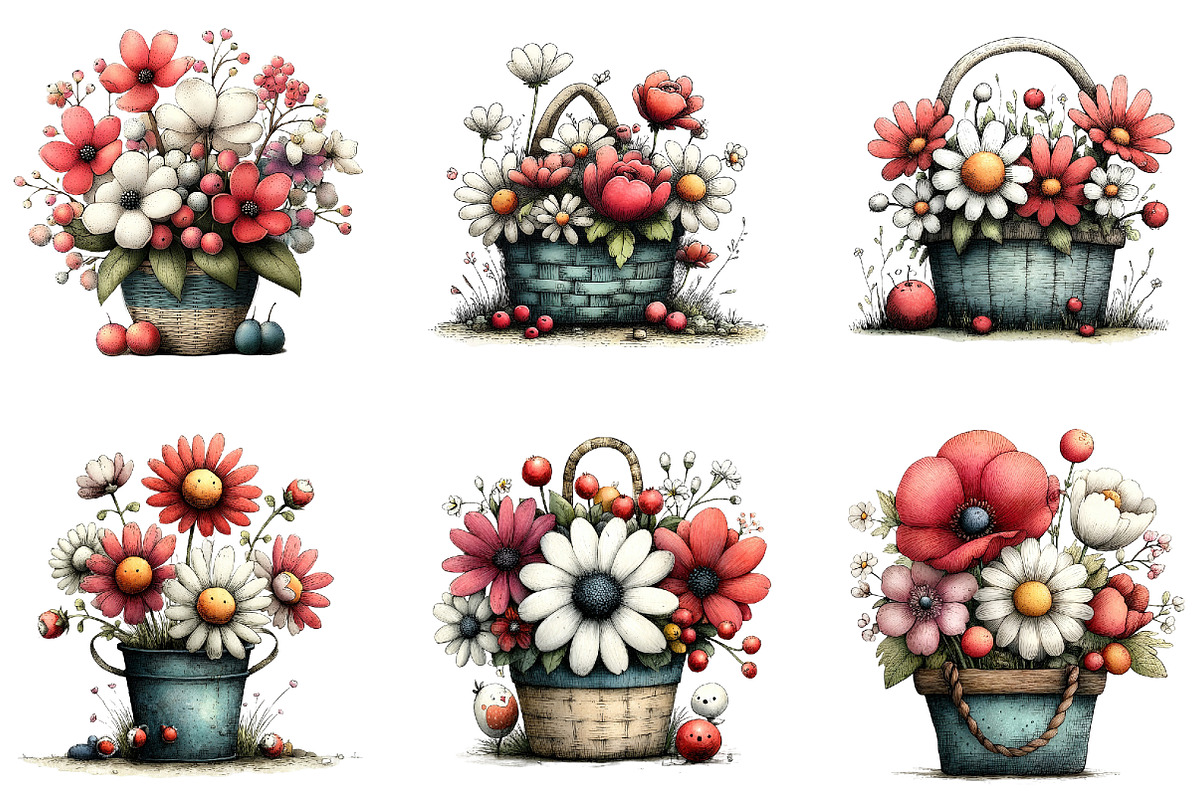 Spring Flower Basket Clipart, an Illustration by Sublimation Artist (Photo 7 of 7)