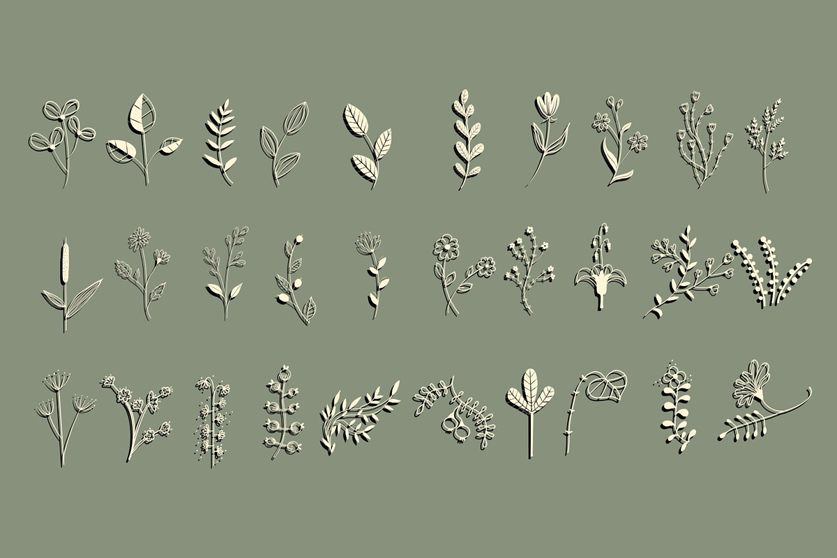 100 Floral Stamp brushes, an Illustration by Olga Brinza (Photo 10 of 11)