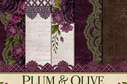 Plum & Olive Floral Digital Papers, a Background Graphic by Posh Papers & Patterns (Thumbnail 7 of 7)