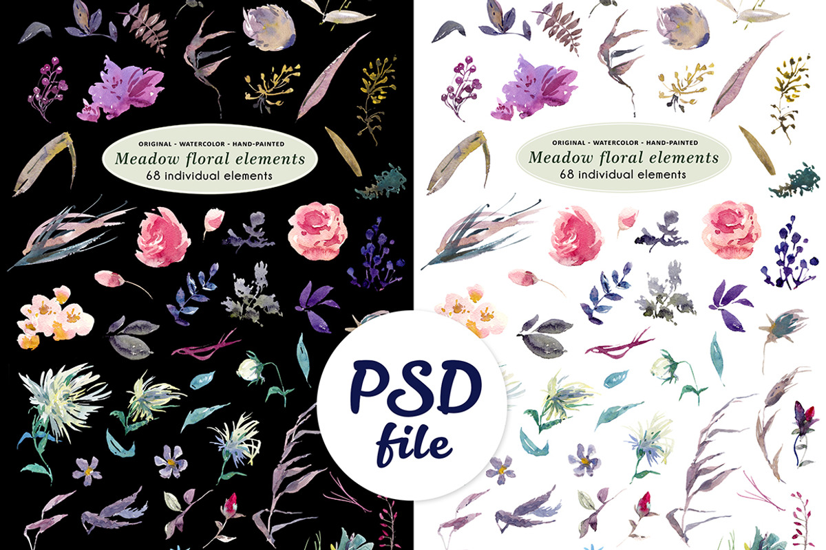 Meadow watercolor floral set, a Decorative Illustration by Tamaretto (Photo 6 of 8)