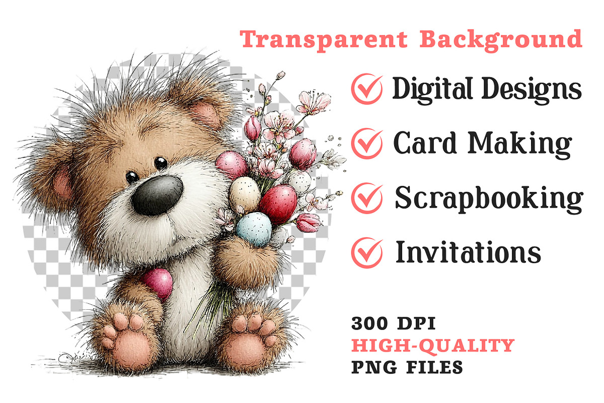 Whimsical Easter Teddy Bear Clipart, an Illustration by Dream Creation (Photo 8 of 8)