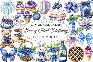 Watercolor Berry First Birthday, a Seasonal Illustration by designcity5