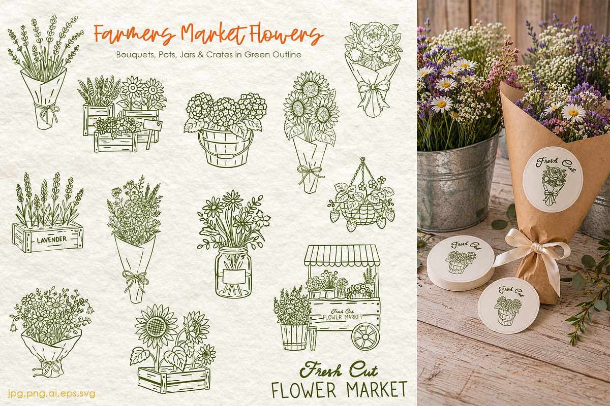 Farmers Market Clipart Naive Vector, a Food Illustration by SunnJaneArt (Photo 10 of 18)