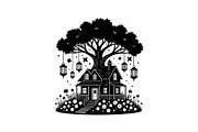 Tree House Silhouette SVG Bundle, an Illustration by jahid234 (Thumbnail 22 of 31)