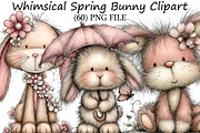 Whimsical Spring Bunny Clipart, an Illustration by DreamPrint404 (Thumbnail 1 of 6)