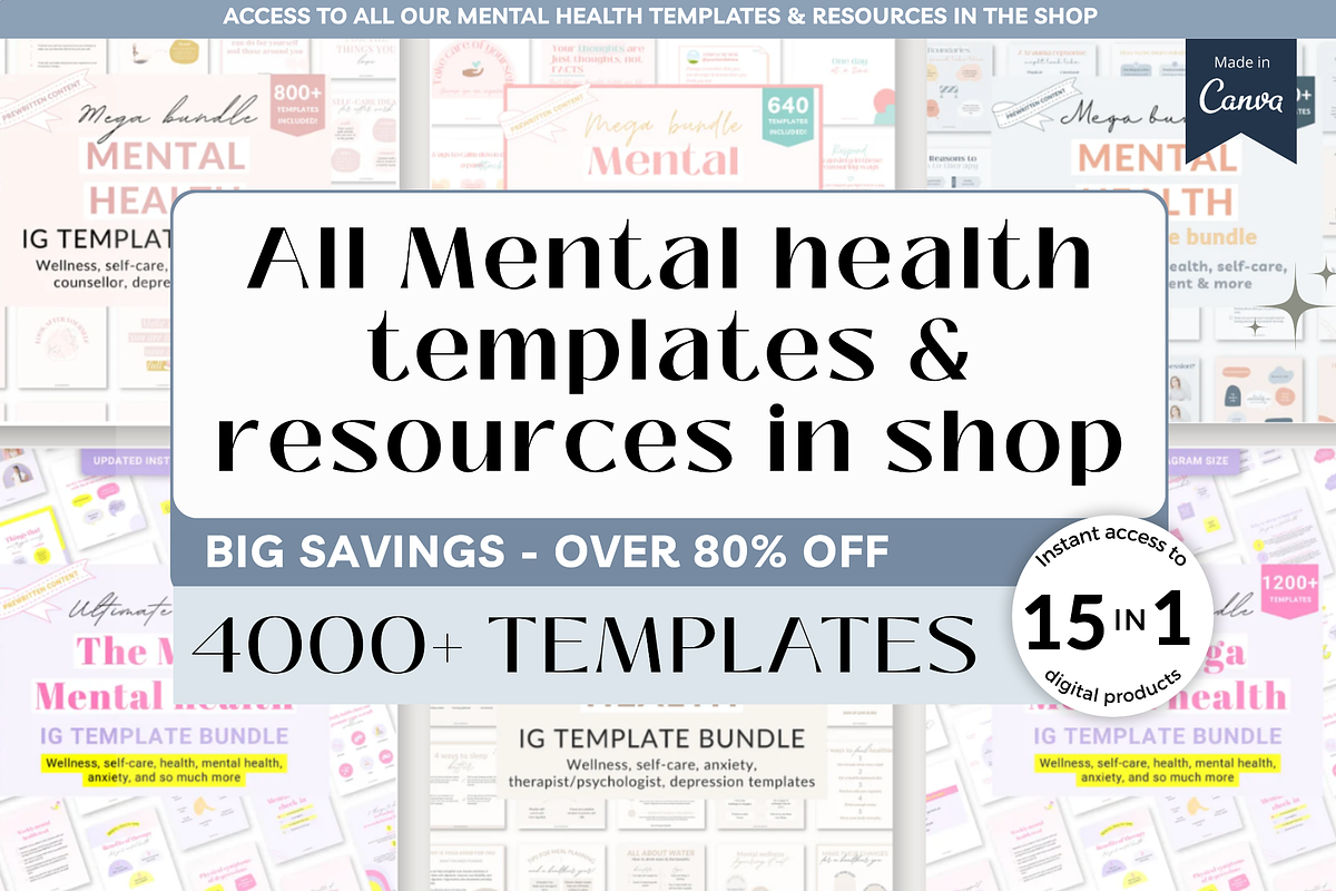 Mental health bundle Canva template