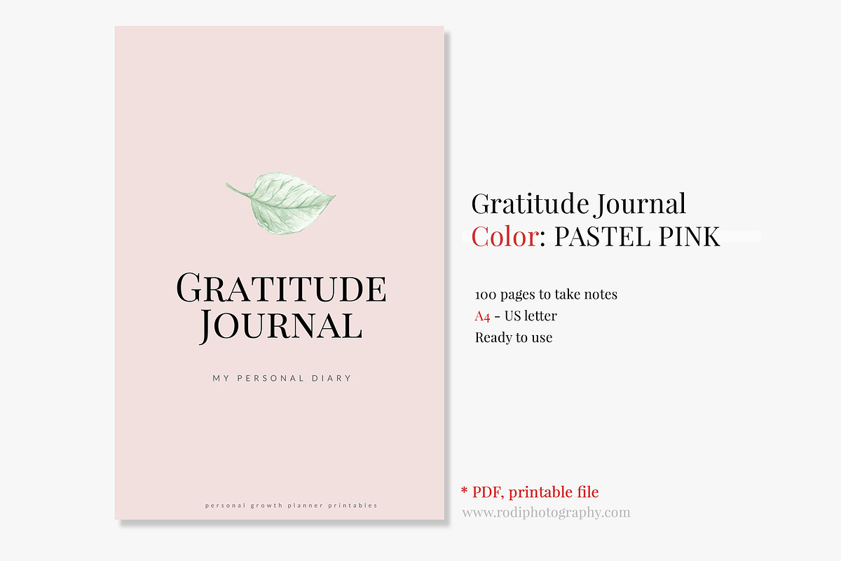 Gratitude Journal - (PINK Printable), a Brochure Template by Her creative details (Photo 2 of 5)