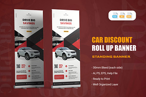 Car Discount - Roll Up Banner, a Print Template by AQR Studio