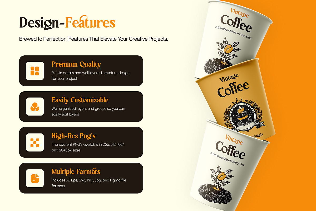 Vintage Coffee Vector Icons, a Solid Icon by Creative Stall (Photo 2 of 9)