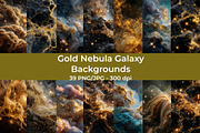 Gold Nebula Galaxy Backgrounds, a Texture Illustration by InkyQueenArt (Thumbnail 1 of 10)