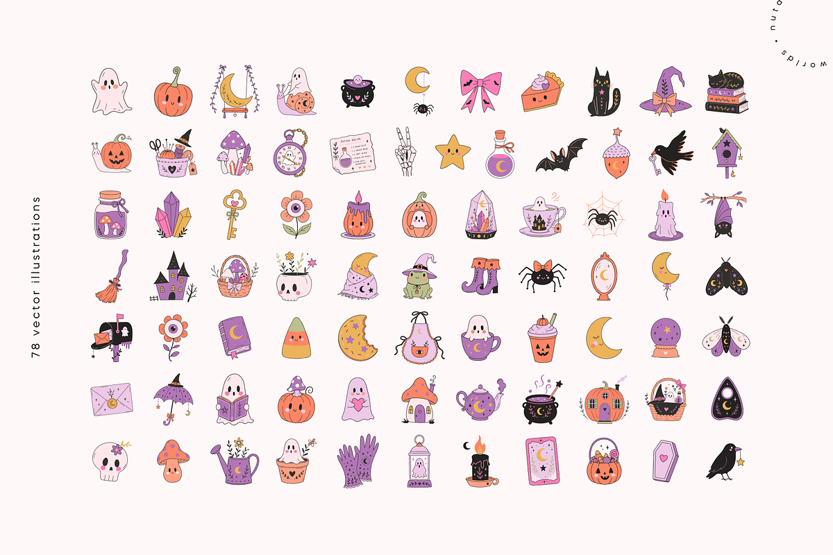 Pastel Spooky Halloween Clipart, an Object Illustration by Nutalin Art (Photo 3 of 14)