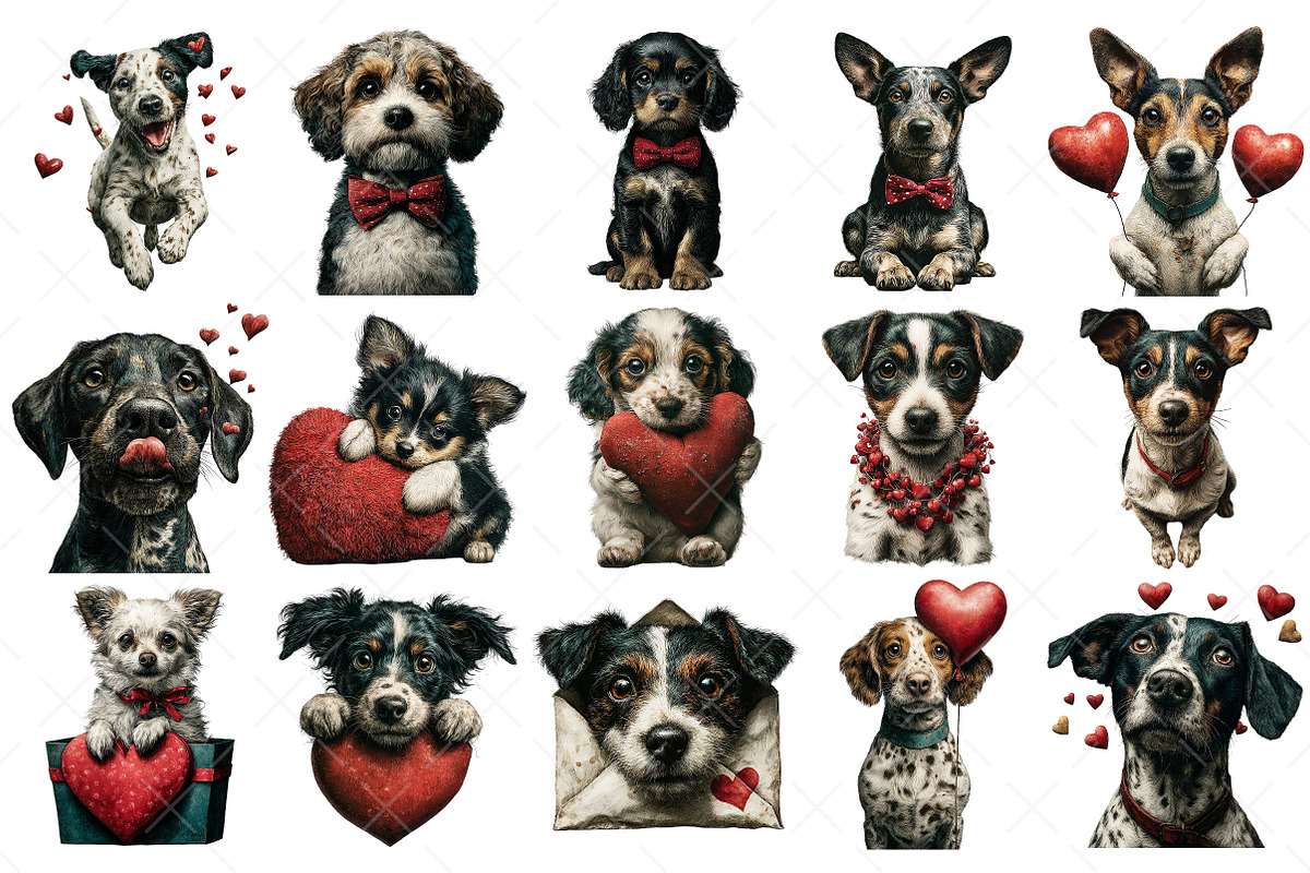 Whimsical Dogs Valentine's Day Png, an Illustration by Craft Nest (Photo 3 of 9)