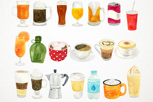 Watercolor Drinks & Beverage Clipart