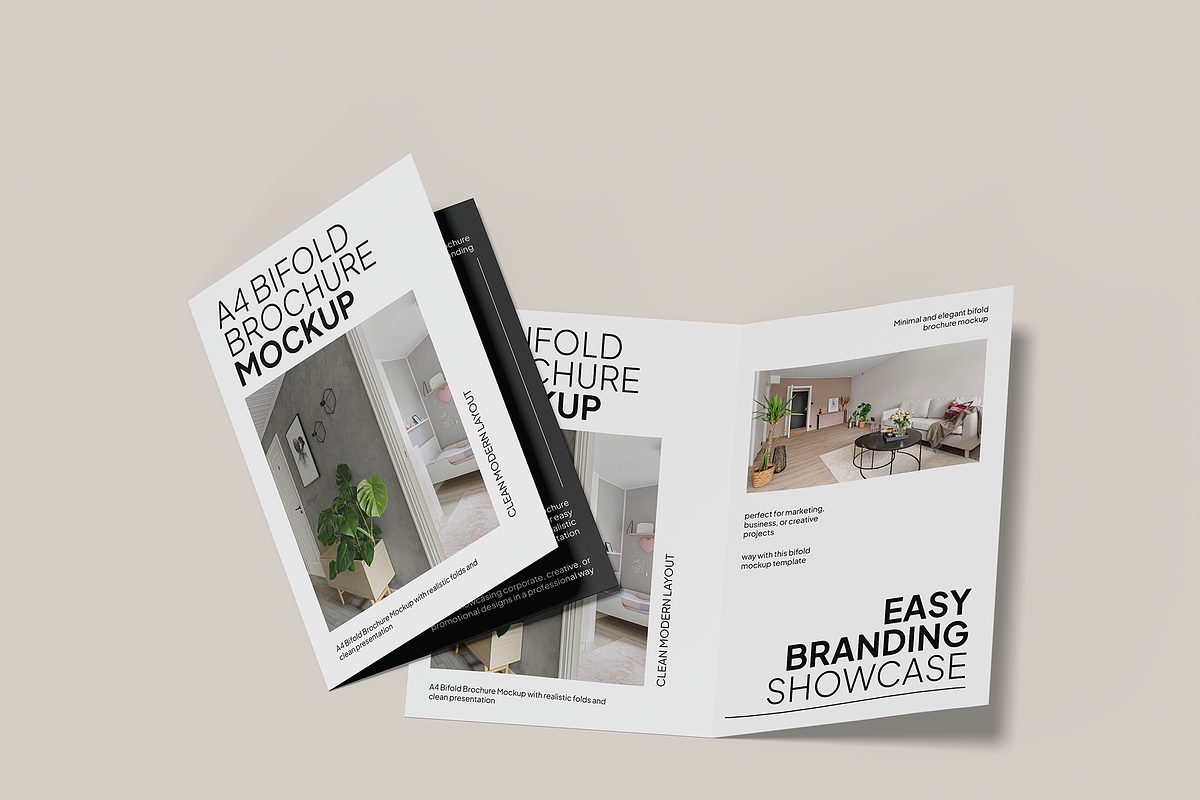 A4 Bifold Brochure Mockup, an Advertising Mockup by Bartama Graphic (Photo 2 of 4)