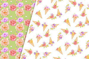 Watercolor Floral Seamless Patterns